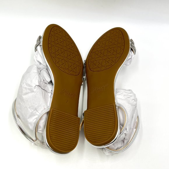 Jewel‎ Badgley Mischka Womens Roslyn Silver Metallic Jeweled Dress Flats Shoes 7 - Picture 8 of 12